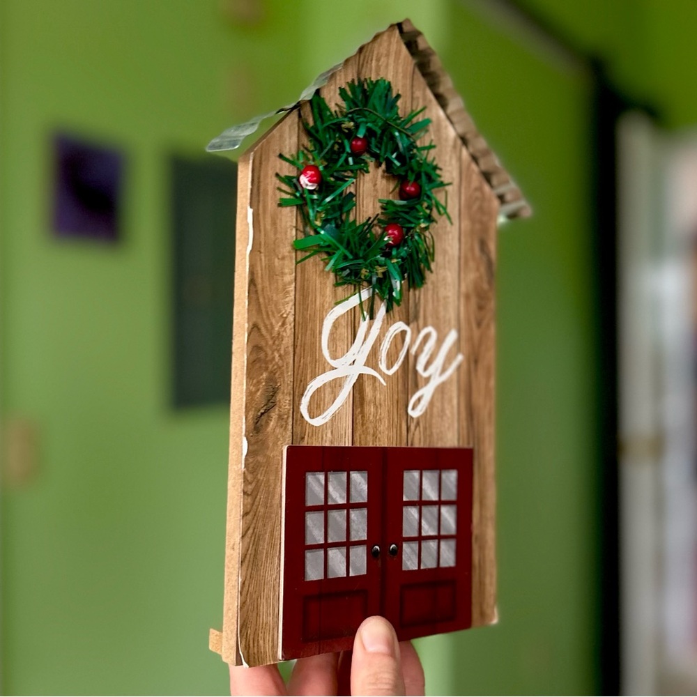 Vintage Wood 3D Wreath Barn Farmhouse Cottagecore Christmas Door Festive Decor - Picture 2 of 6